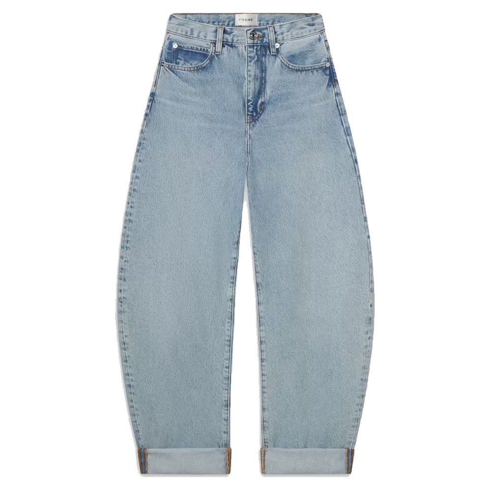 Frame Denim Women's Blue The Bubble High Rise Barrel Leg Jeans - Outlaw