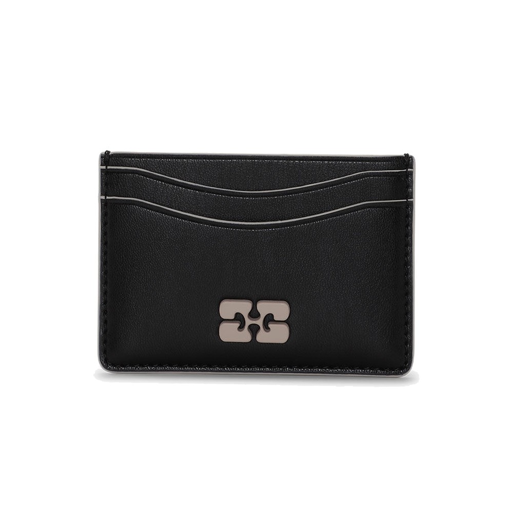 Ganni Women's Black Bou Leather Card Holder