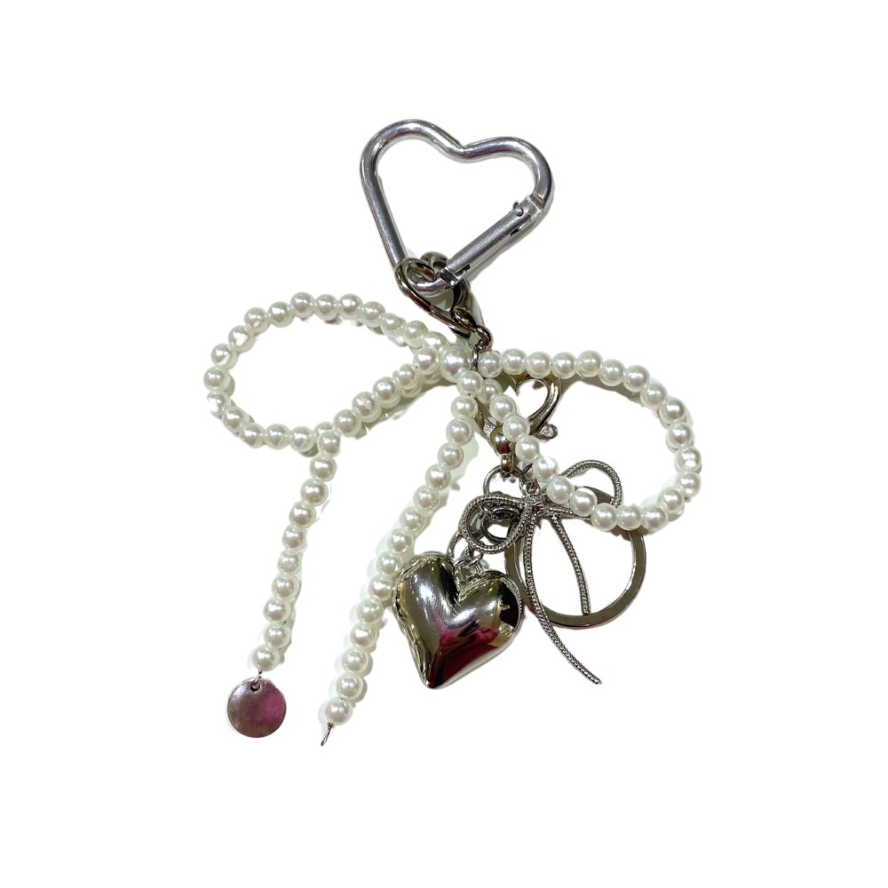 Sui Ava Women's White/Silver Pearly Bow Bag Charm - &