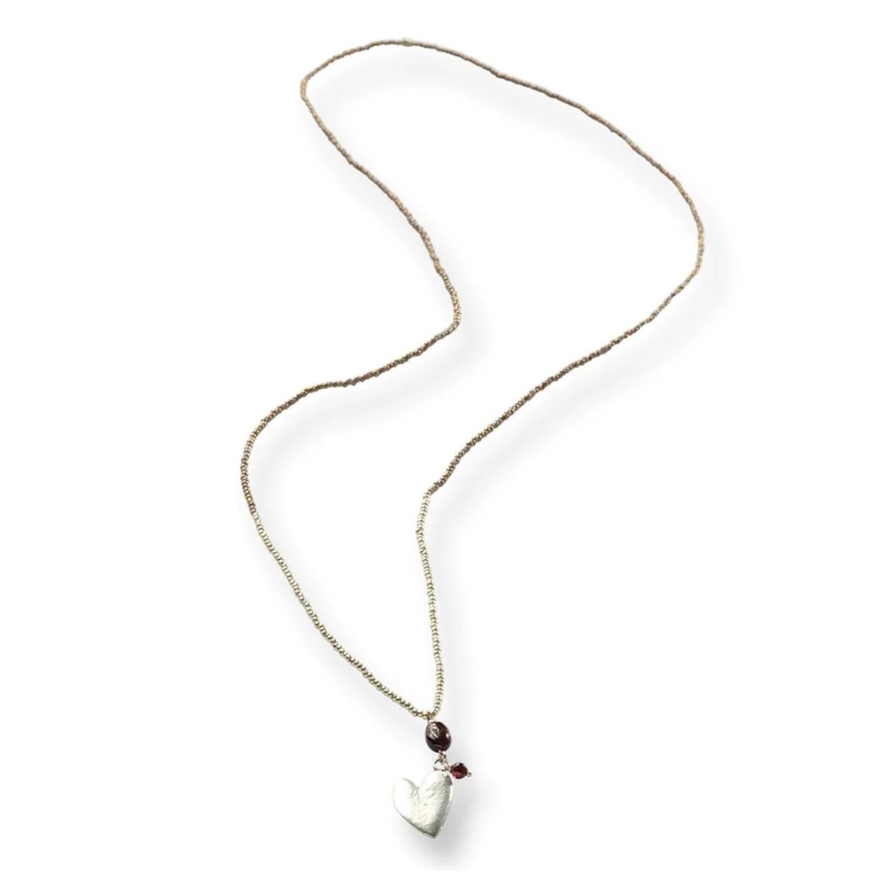 A Beautiful Story Women's Silver Blessing Long Beaded Necklace - Garnet