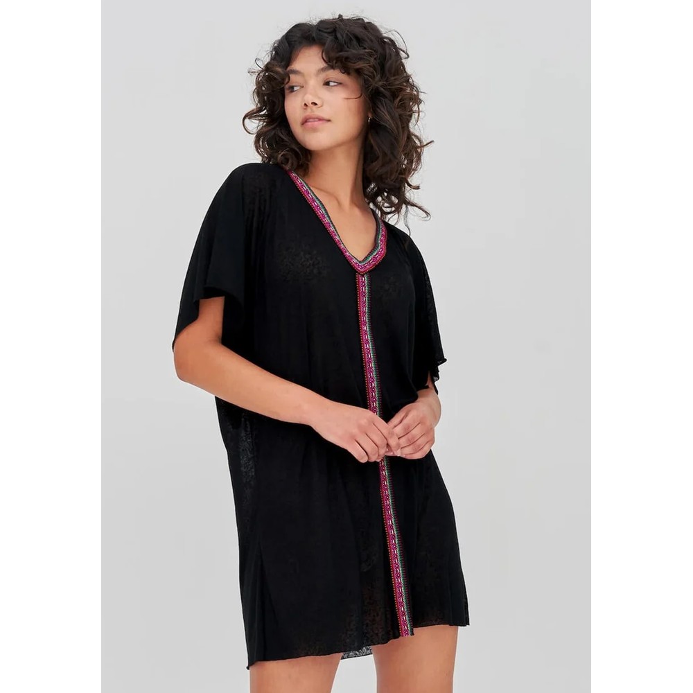 Pitusa Women's Black Mini Abaya Dress