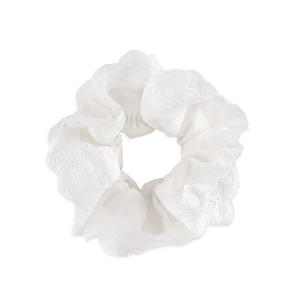 Sui Ava Women's White Cotton Broderie Scrunchie - Bright