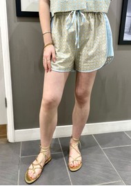 GREEK ARCHAIC KORI Cross Drawstring Shorts - Ciel & Gold
