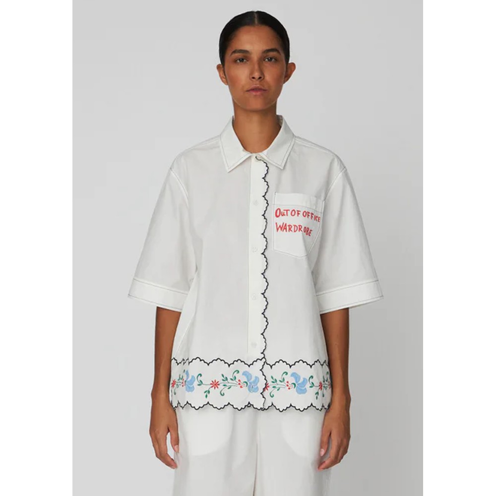 H BEAUTY&YOUTH (STELLA NOVA )刺繍入りホワイトシャツ STELLA NOVA Embroidered Oversized Shirt - Off White