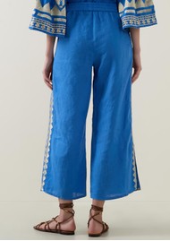 GREEK ARCHAIC KORI Feather Trousers - Blue Raf & Gold