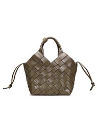 CALA JADE Misu Leather Woven Shoulder Bag - Kombu Green
