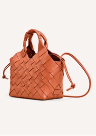 CALA JADE Misu Leather Woven Shoulder Bag - Henna