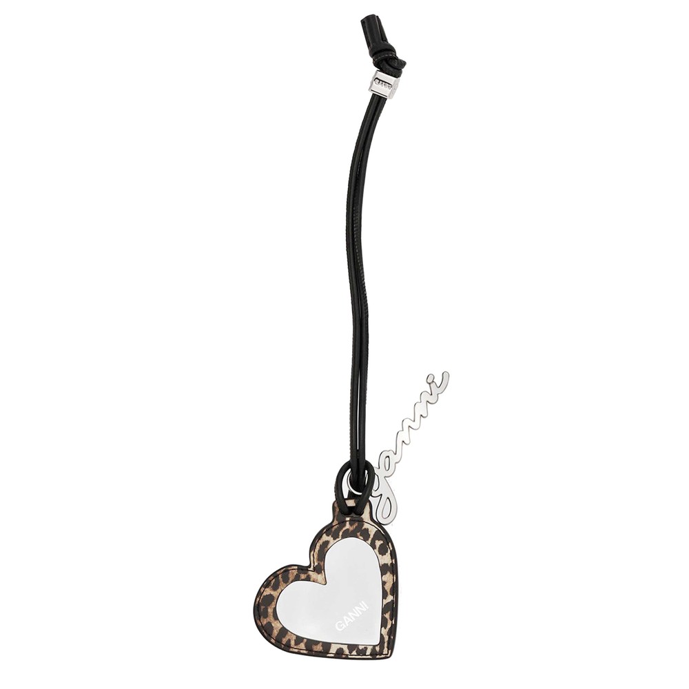 Ganni Women's Bou Heart Mirror Bag Charm - Leopard