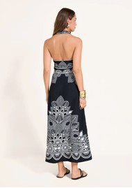 SCARLETT POPPIES Serafina Linen Blend Dress - Onyx Black/Vanilla