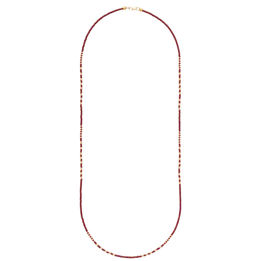 Anna Beck Women's Gold/Red Penya Mixed Beaded 28" Necklace