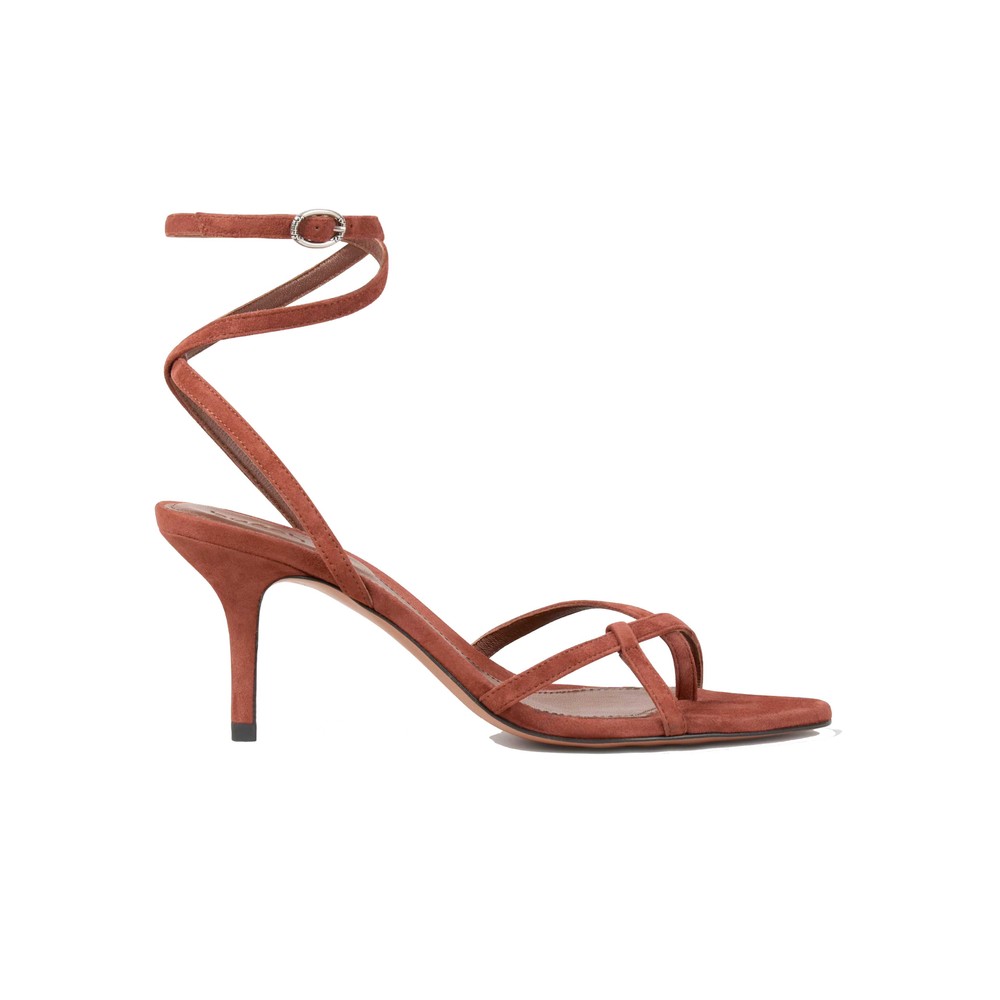 Ba&Sh Women's Red Cera Suede Heeled Sandals - Brique