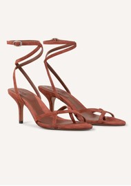 Ba&sh Cera Suede Heeled Sandals - Brique