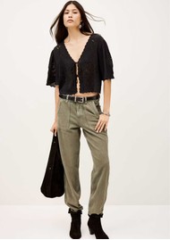 Ba&sh Olaya Cutout Embroidered Top - Black