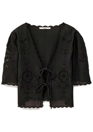 Ba&sh Olaya Cutout Embroidered Top - Black