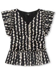 Rails Cali Frill Cotton Top - Painted Noir