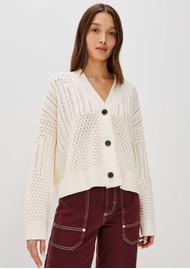 Rails Geneva Cotton Pointelle Cardigan - Ivory Patchwork