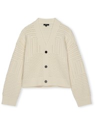 Rails Geneva Cotton Pointelle Cardigan - Ivory Patchwork