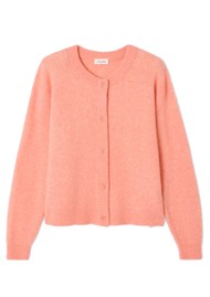 American Vintage Damsville Ribbed Trim Cardigan - Guava Melange