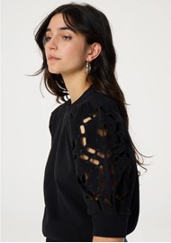 FABIENNE CHAPOT Henriette Embroidered Organic Cotton Sweater - Black