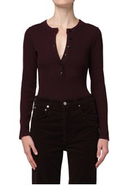 CITIZENS OF HUMANITY Varra henley Organic Cotton Blend top - Mahogany