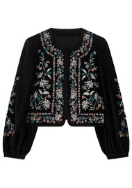 LOUISE MISHA Duras Velvet Embroidered Jacket - Black
