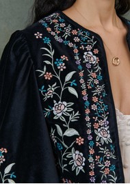 LOUISE MISHA Duras Velvet Embroidered Jacket - Black