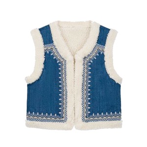 Figara Reversible Shearling Gilet - Stone Blue