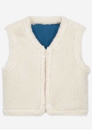 LOUISE MISHA Figara Reversible Shearling Gilet - Stone Blue