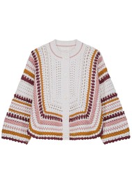 LOUISE MISHA Khalani Alpaca Blend Knit Cardigan - Cream Multi