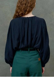 LOUISE MISHA Riya Organic Cotton Gauze Blouse - Black