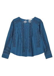 LOUISE MISHA Jeannine Cotton Voile Blouse - Blue