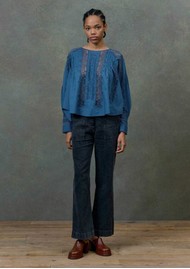 LOUISE MISHA Jeannine Cotton Voile Blouse - Blue