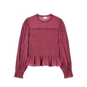 Haydee Organic Cotton Voile Shirred Blouse - Grape