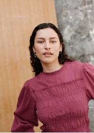 LOUISE MISHA Haydee Organic Cotton Voile Shirred Blouse - Grape