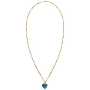 Encrusted Puffy Heart Necklace - Gold