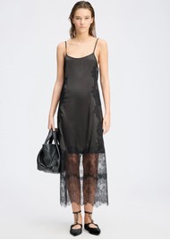 MUNTHE Lazo Lace Insert Slip Dress - Black