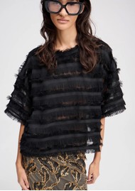 MUNTHE Lipona Fringe Blouse - Black