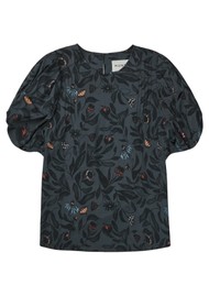 MUNTHE Lustanna Short Sleeve Blouse - Charcoal