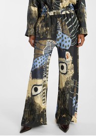 MUNTHE Arum Silk Printed Trouser - Black Multi