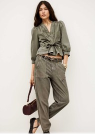 Ba&sh Olavina Organic Cotton Wrap Top -Kaki