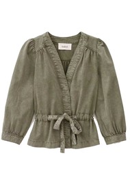 Ba&sh Olavina Organic Cotton Wrap Top -Kaki