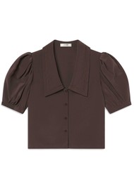 Frame Denim Silk Sailor Blouse - Coffee