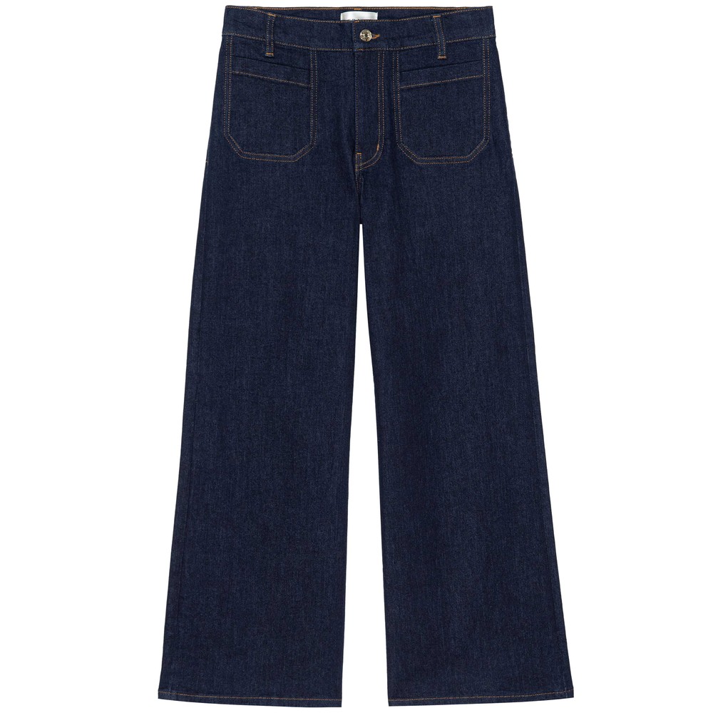 Frame Denim Women's Dark/Blue Le Slim Palazzo Modern Pocket Jeans - Rinse
