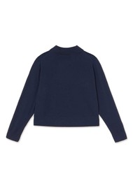 THE TINY BIG SISTER Lace Frank Sweater - Navy