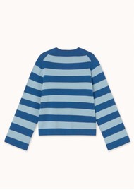 THE TINY BIG SISTER Chloe Crewneck Striped Sweater - Blue
