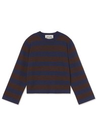 THE TINY BIG SISTER Chloe Crewneck Striped Sweater -Navy Choc