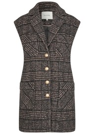 DEA KUDIBAL Dunjadea Wool blend Sleeveless Jacket - Black check