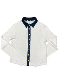 RAG & BONE The Knit Contrast Top - White