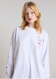 DAMSON MADDER Olive Hotel Organic Cotton Long Sleeve Tee - White