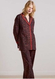 DAMSON MADDER Antonia Organic Cotton PJ Set - Dark Leopard/Red